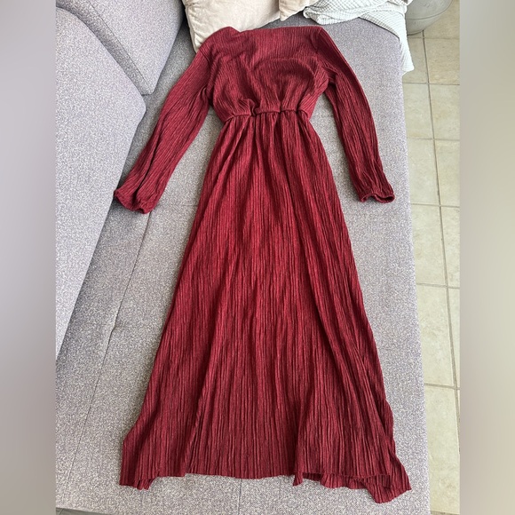 NWT Nordstrom All in Favor Dress Sz Large - Cranberry Crinkle Red Party Midi - Picture 9 of 11